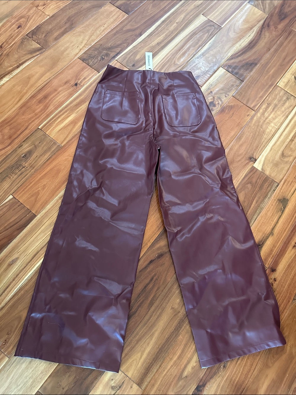 Commense NWT High-Waist Wide-Leg Vegan Leather Pants - Burgundy - Picture 5 of 5